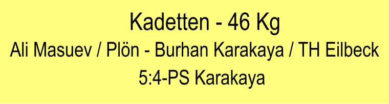 Kadetten - 46 Kg Ali Masuev / Pln - Burhan Karakaya / TH Eilbeck 5:4-PS Karakaya